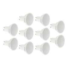 Paquete De 10 Focos Led Dicroica, Gu10, 7w Multivoltaje Color De La Luz Blanco Cálido