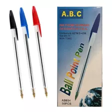 Lapiceras Biromes Boligrafos Caja X50 Unid Azul Rojo Negro