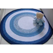 Tapete Infantil De Crochê Azul 1 ,20 Cm