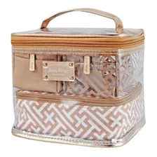 Necessaire Feminina Viagem 4 Peças Frasqueira Diamantes Cor Dourado