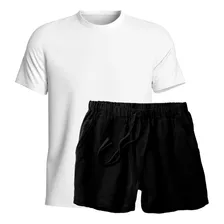 Conjunto Camiseta, Short Linho Premium Bermuda Praia Luxo