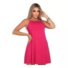 Vestido Preto Curto De Malha Premium Rodado Soltinho Verão