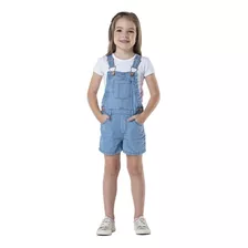 Jardineira Infantil Mania Kids Jeans Menina Confortável Leve