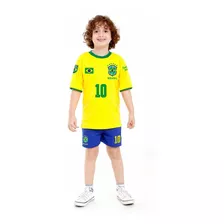 Camiseta E Calção Do Brasil Infantil Para Menino E Menina