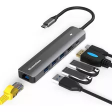 Hub 6 En 1 Usb C 3.0 Hdmi 4k@30hz Pd 100w Lan 1000mbps