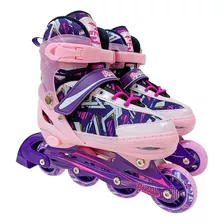 Patins Infantil Roller Inline 4 Rodas Menina Rosa - Unitoys