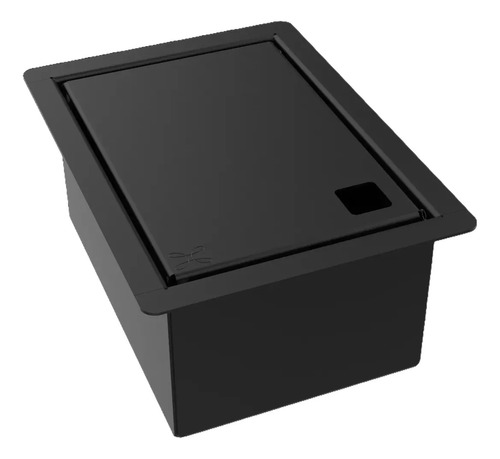 Porta Esponja Inox Preto Com Tampa Lisa Embutir 15x11cm Preto