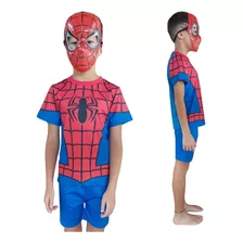 Fantasia Infantil Homem-aranha Calor Verão Quente + Máscara