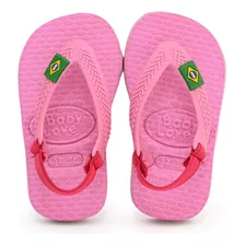 Sandália Chinelo Bebê Menina Brasil Rosa Leve Com Elástico