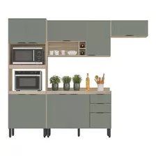 Cozinha Modulada Firenze Fi0003 Avena Menta - Demóbile