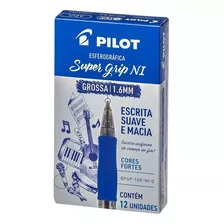Caneta Esferográfica Super Grip 1.6 Azul Caixa 12 Un. Pilot