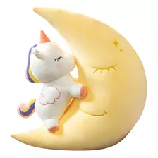 Peluche Almohada Luna Con Unicornio Kawaii 50 Cm