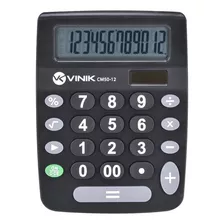 Calculadora De Escritorio Vinik Cm-50 De 12 Dígitos Con Energía Solar O Batería, Color Negro