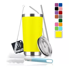 Vaso Térmico Portátil De Acero Inoxidable 20oz Con Calor/frí Color Amarillo