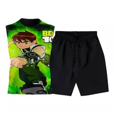 Conjunto Infantil,regata E Bermuda De Tactel Ben 10