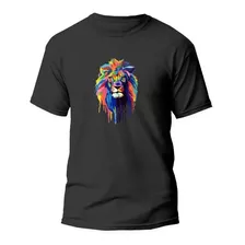 Camiseta Masculina Leão Camisa Estampa Dtf Blusa Malha Pv