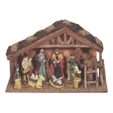 Pesebre Poly 9 Piezas Con Casa Decoración Navideña Adorno 