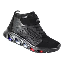 Tenis Bota Niño Araña Led Luces Spider Escolar Botin Velcro