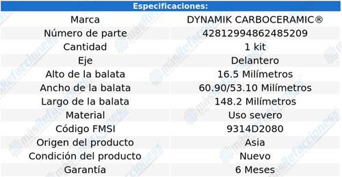 Balatas Uso Severo Delanteras Everest L4 2.0l 17 Dynamik Foto 3