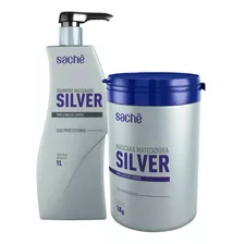 Kit Shampoo 1l E Máscara 1kg Matizador Silver Sachê