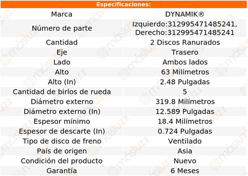 Jgo 2 Discos Ranurados Tra Bmw 530i L6 3.0l 04 Dynamik Foto 2