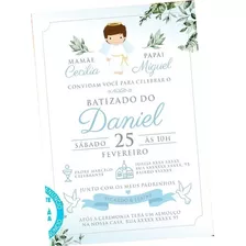 Convite Batizado Anjo Menino Batismo Azul Digital Cod 68