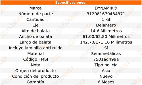 Balatas Semimetalicas Del Grand Marquis V8 4.6l 93/94 Foto 3