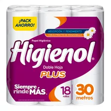 Papel Higiénico Higienol Plus Doble Hoja 30 Metros 18 U