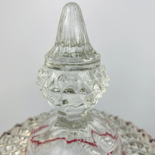 Bomboniere Vidro Lapidado Vermelho Vintage Anos 60' Branco 4