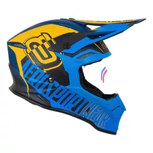 Capacete Asw Fusion Dash Azul Preto Amarelo Motocross Trilha