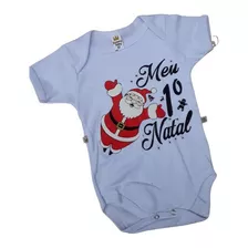 Macacão Menino Primeiro Natal Presente Papai Noel Infantil