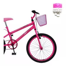 Bicicleta Aro 20 Infantil Menina Colli July Rosa Neon+brinde