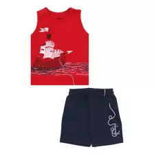 Conjunto Infantil Menino Regata Machão E Bermuda