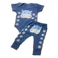 Conjunto Body E Calça Bebe Bichinhos Estampado Menina Menino