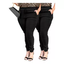 Kit 2 Calça Jogger Plus Size Bengaline Blogueira Oferta Top