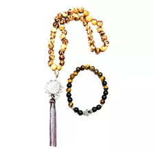 Japa Mala -código Sagrado 45 Cuentas + Pulsera Ojo De Tigre