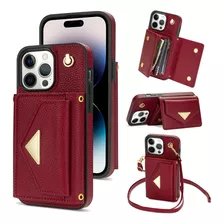 Funda Para iPhone 15 14 13 12 Carcasa Cartera Con Correa