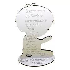 30 Lembrancinhas Oração Santo Anjo Menino Em Mdf Branco,10cm