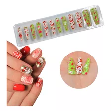 Uñas Postizas Navidad Almendra Adhesivo Mod05 Lefemme 