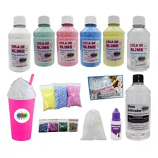 Kit De Fazer Slime Com Desativador Gliter Estrelinhas + Neve