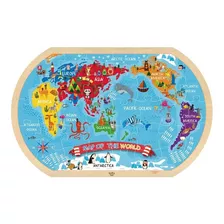 Puzzle Mapa Del Mundo En Madera 37 Piezas Tooky Toy