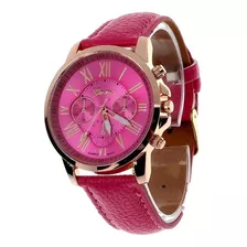 Relogio Feminino Dourado Couro Luxo Mulheres Elegantes 041