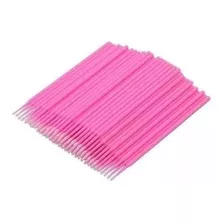 Microbrush Cotonete Rosa Para Alongamento De Cílios 100 Un