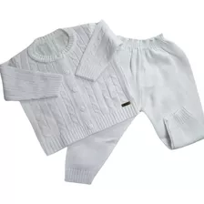 Conjunto De Trico Linha Luxo Baby Batizado Branco Pmg