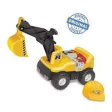 Brinquedo Carrinho Max Escavadeira Com Capacete Tilin 0428 Cor Amarelo Personagem Trator