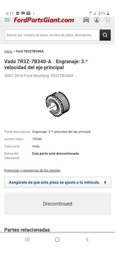 Engrane 3ra Eje Caja Ford Mustang 05-10 Nuevo Original  Foto 7