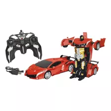 Carro De Controle Remoto Que Vira Robô Vermelho Dm Toys