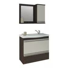 Móveis Para Banheiro Mgm Móveis Kit Grécia De 63.5cm De Largura, 56.5cm De Altura E 32.5cm De Profundidade, Com Pia Colorida Branco E Móveis Café/off White