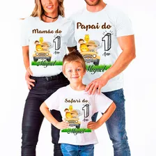 Kit Camisetas Safari Personalizada Nome + Idade 3pçs