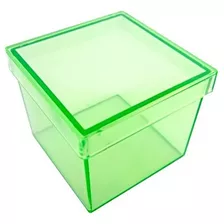 Caixa Acrílica Verde Neon 4cmx4cm - 10 Unidades